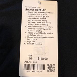Lululemon Reveal Tight 28" Brand New Size 10